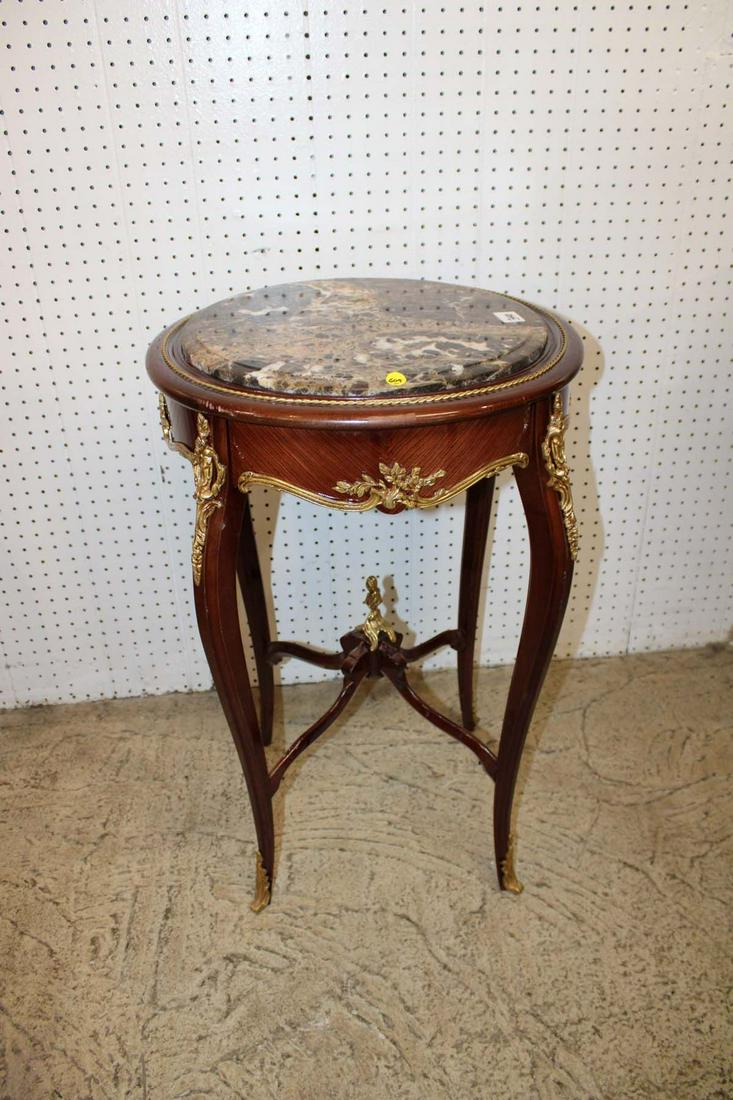 French style mahogany marble top lamp tabl with applied bronze (1 of 3)