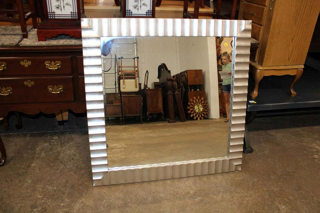 Modern design silver tone decorator mirror approx. 39" w x 39" h (1 of 3)