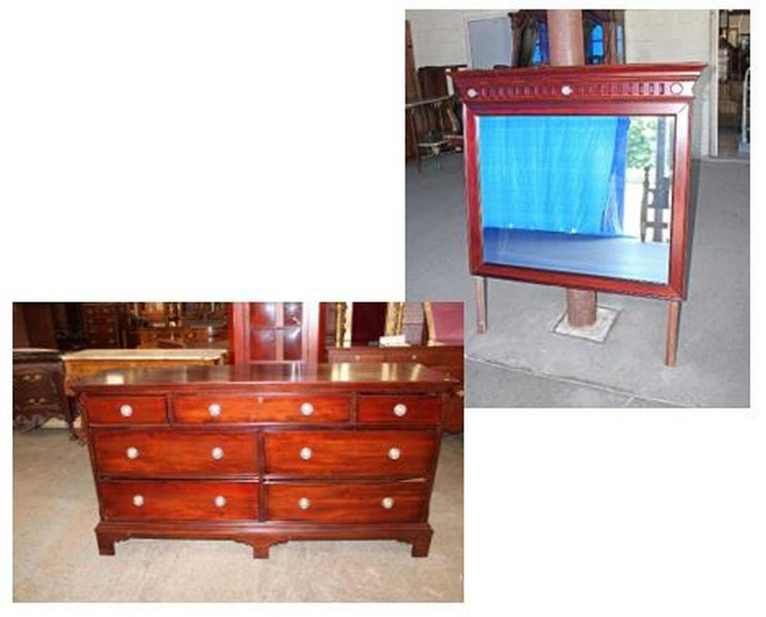 Contemporary mahogany 7 drawer low chest with mirror by Legacy Traditions (1 of 7)