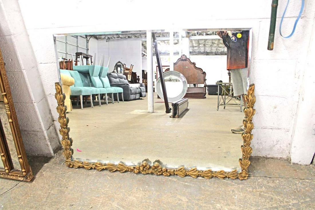 Vintage Italian wooden carved 1/2 frame decorator mirror approx. 42" w x 32" h (1 of 3)