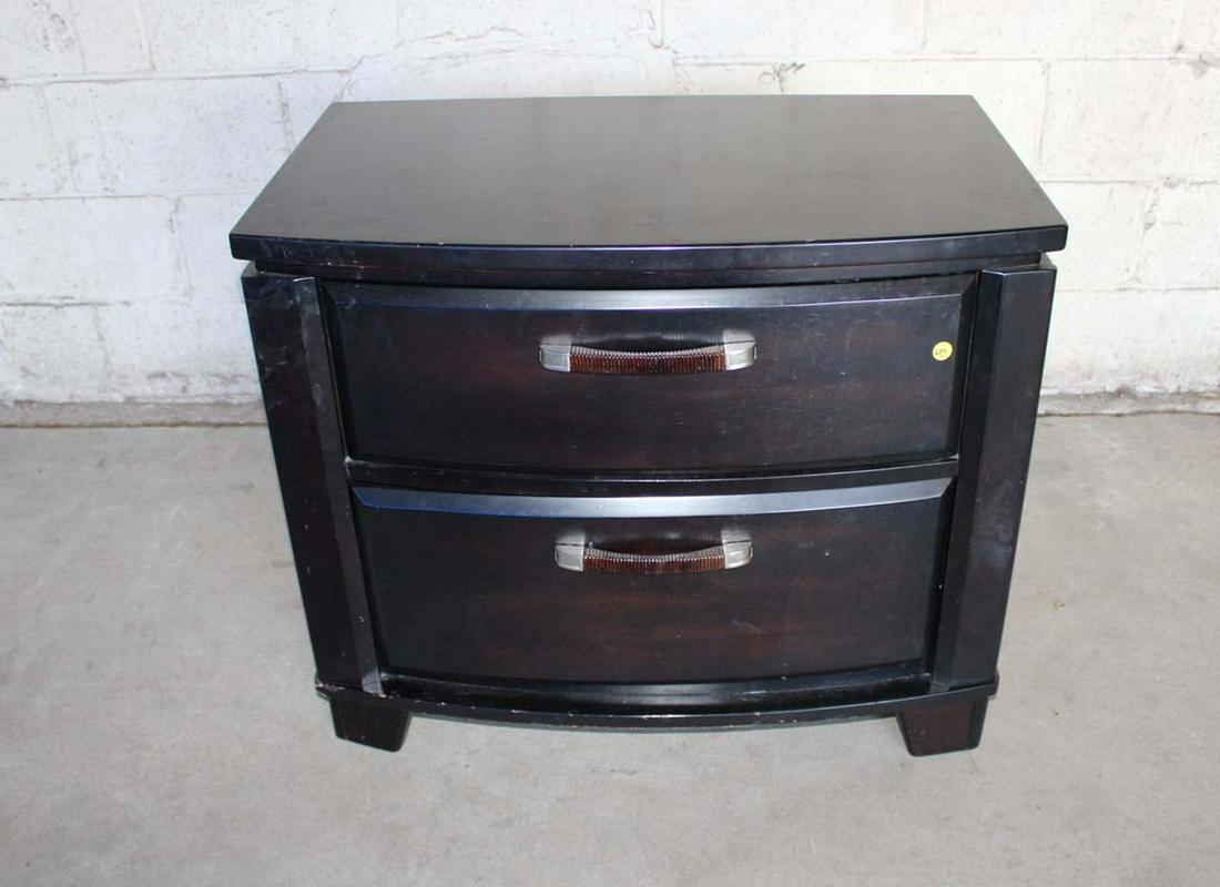 Contemporary ebonized finish 2 drawer nightstand approx. 31" w x 20" d x 27" h (1 of 3)