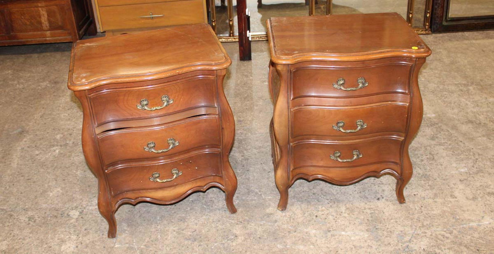 Vintage pair of Morganton solid cherry serpentine front French Provincial nightstands (1 of 5)