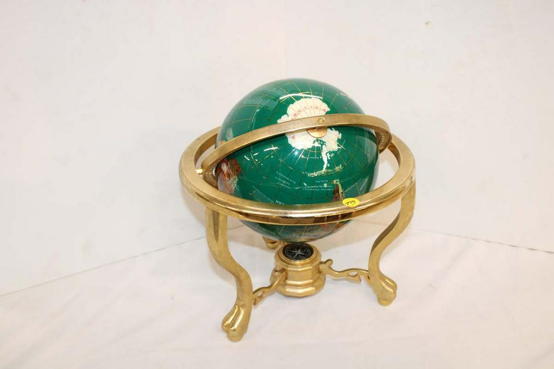 Brass and glass style table top globe approx. 13" diameter x 13" h (1 of 5)