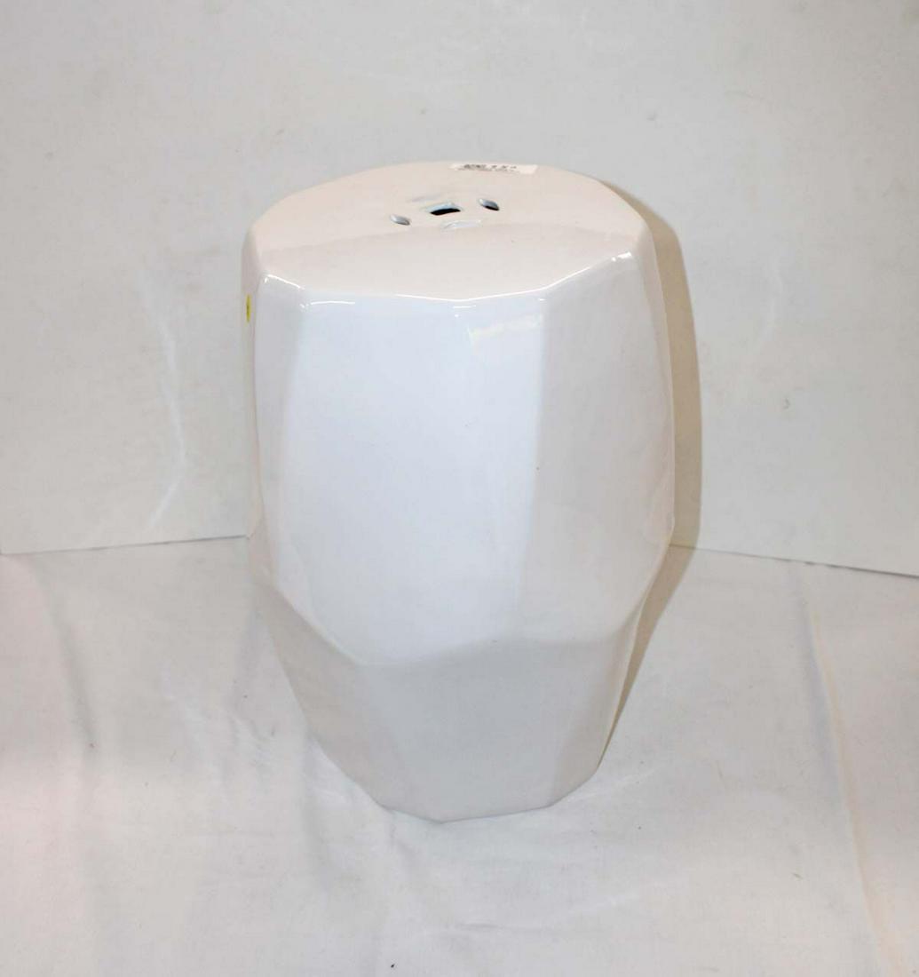 Asian style porcelain garden stool approx. 13" diameter x 19" h (1 of 3)