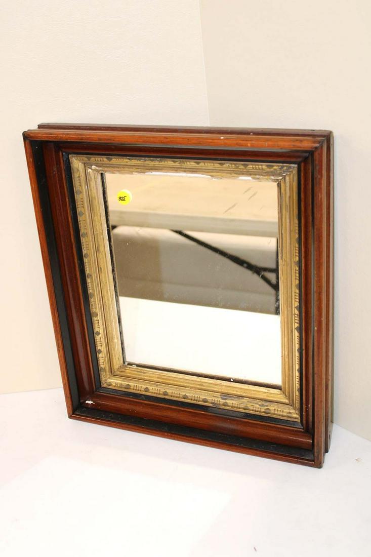 Antique walnut deep frame mirror approx. 15" w x 17" h: Antique walnut deep frame mirror approx. 15" w x 17" h