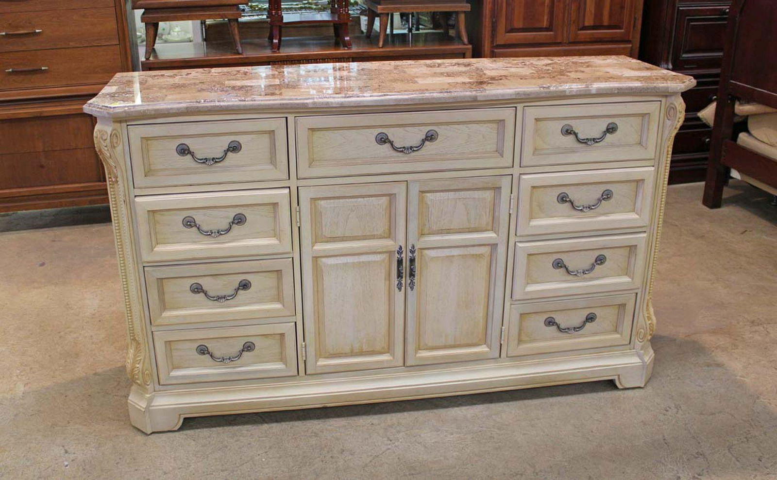 Impressions by Thomasville contemporary cultured marble top 9 drawer 2 door fitted interior dresser (1 of 5)