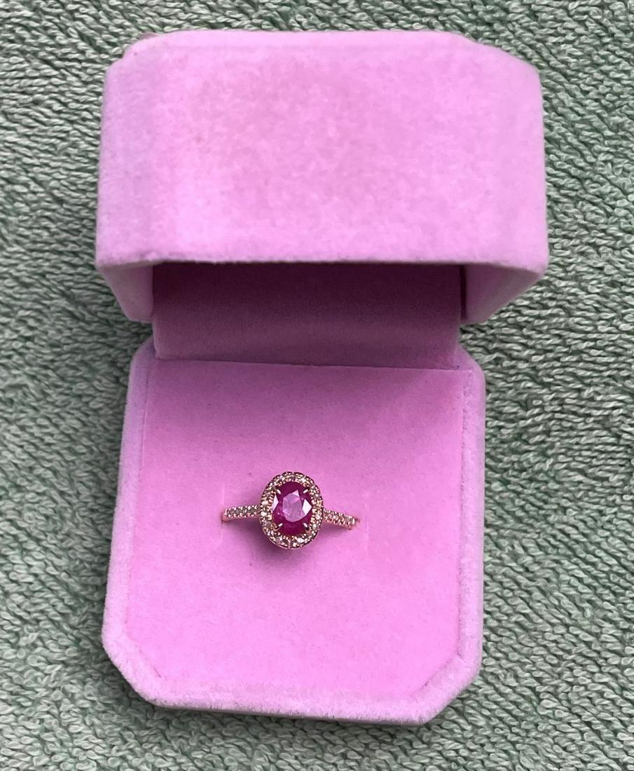Tested 14K rose gold and Burma Ruby Style and some diamonds ring approx. size 5.5 (1 of 4)
