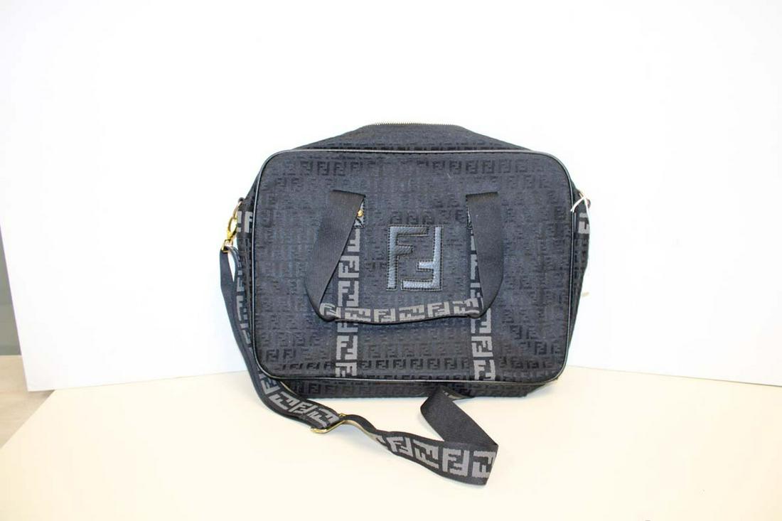Monogrammed Fendi style double handle bag with shoulder strap approx. 16" w x 4" d x 12"h (1 of 4)