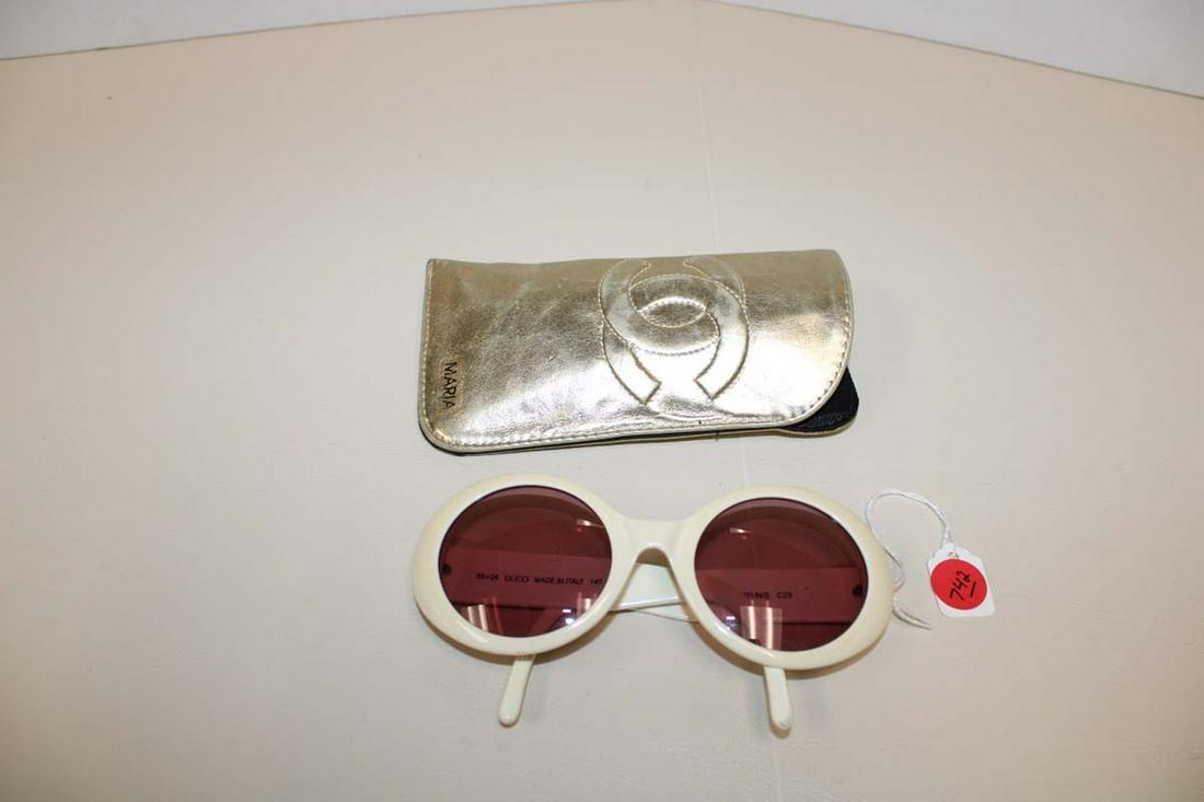 Marked Gucci style unisex sunglasses in case Model #145 NOT AUTHENTICATED (1 of 6)