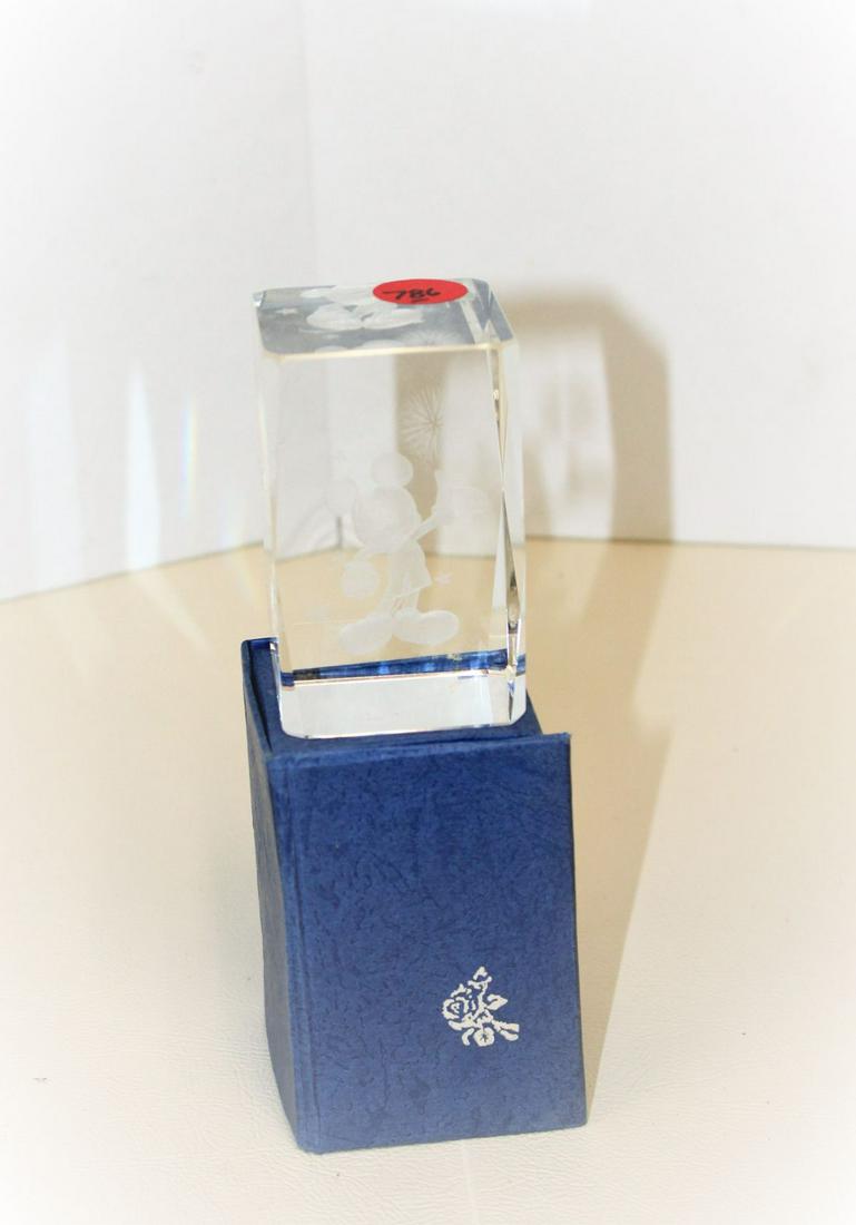 Leaded crystal Mickey Mouse paper weight in box approx. 2" w x 2" d x 3" h (1 of 3)