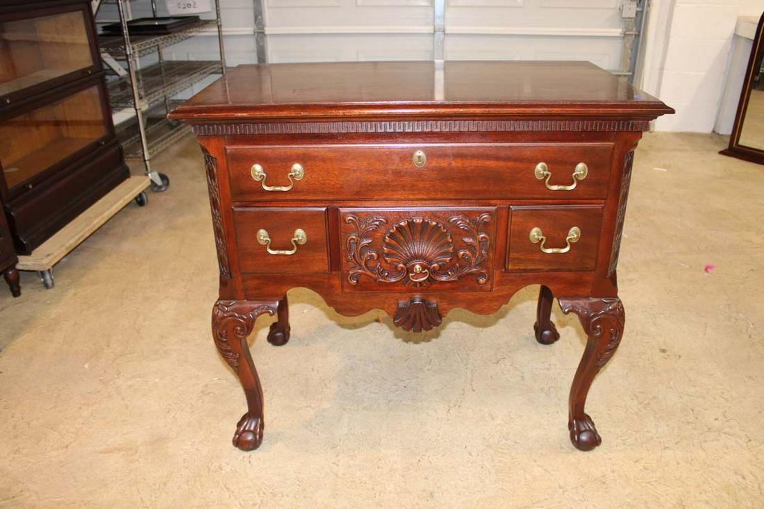 Link Taylor carved mahogany 4 drawer low boy (1 of 8)