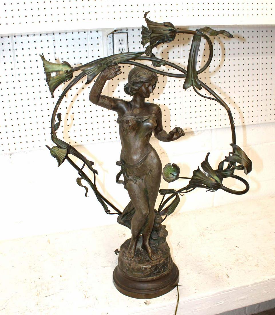 White metal w/bronze coating newel post lamp (1 of 5)