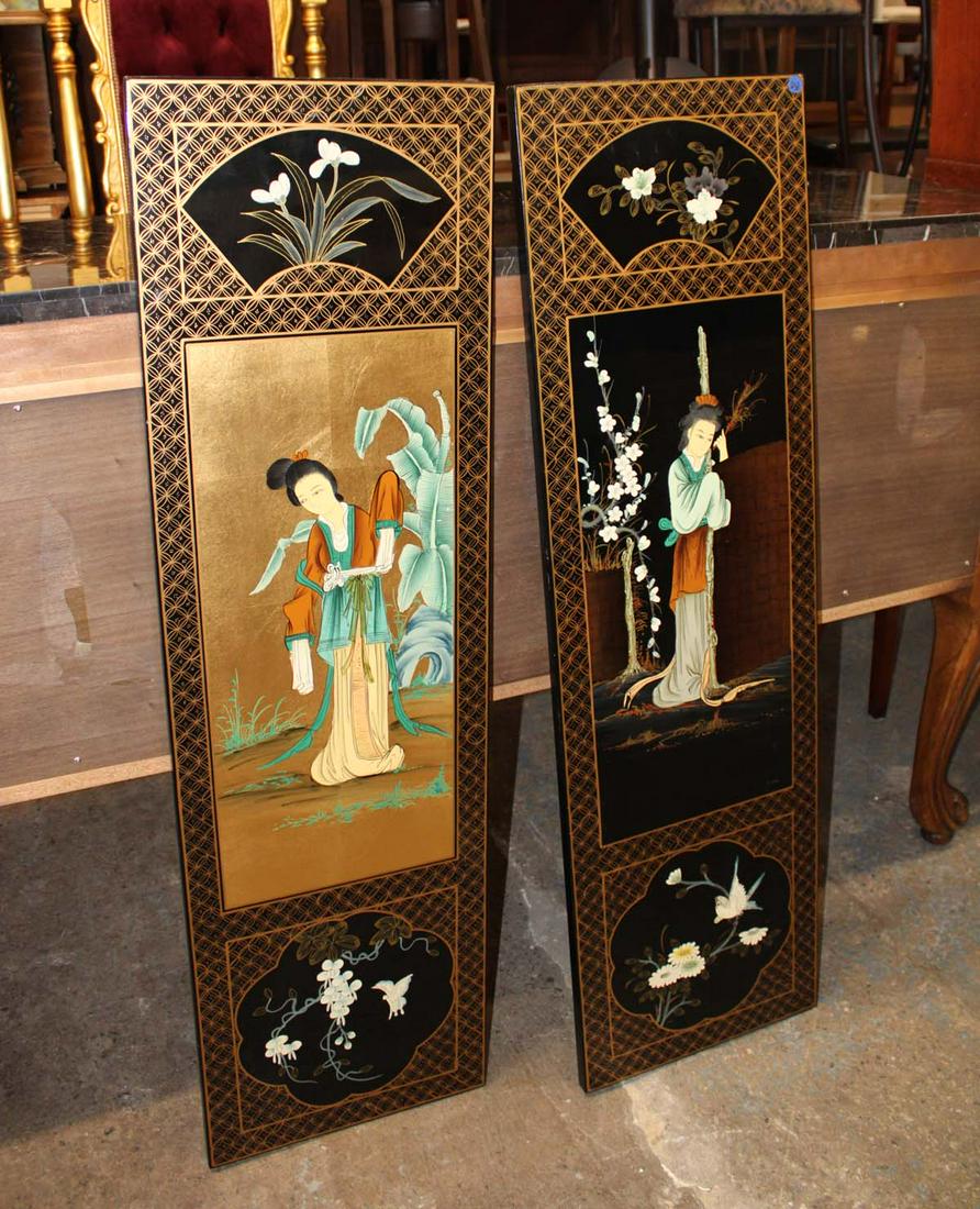 Pair Asian decorated wall art (1 of 4)