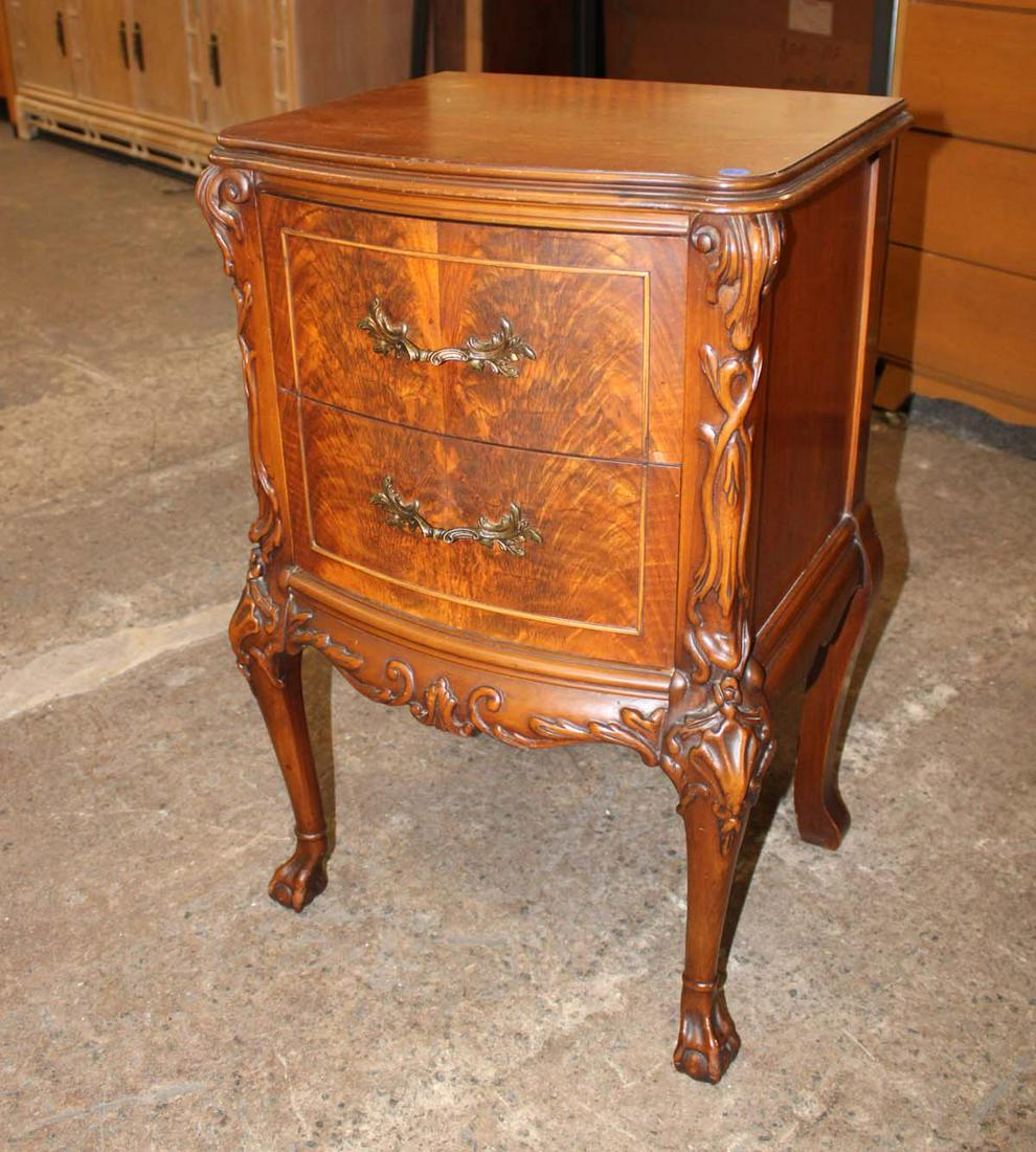 Vintage burl mahogany 2 drawer nightstand (1 of 4)