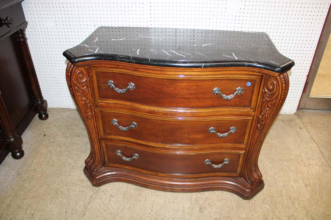 Contemporary mahogany marble top 3 drawer chest (1 of 4)