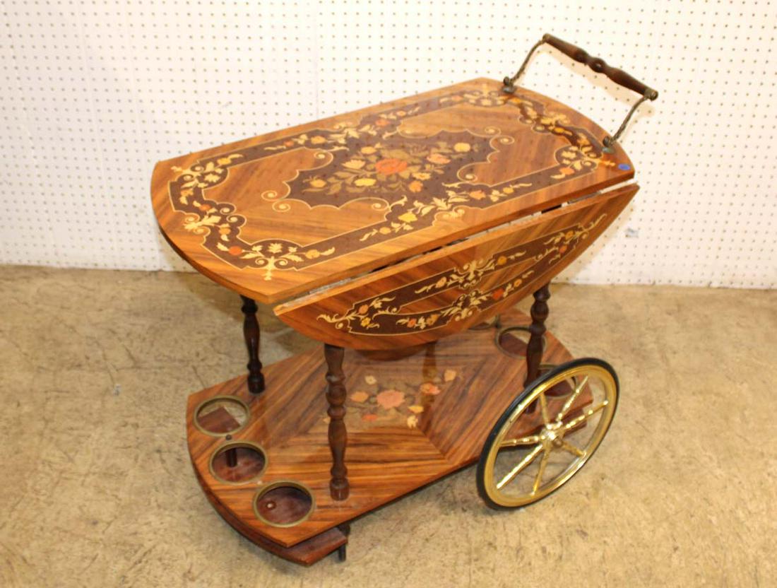 Italian rosewood inlay drop side serving cart (1 of 4)