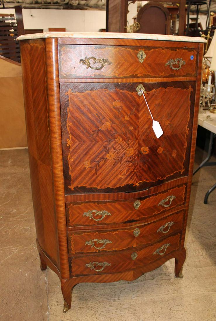 Antique French inlay walnut MT fall front desk (1 of 5)