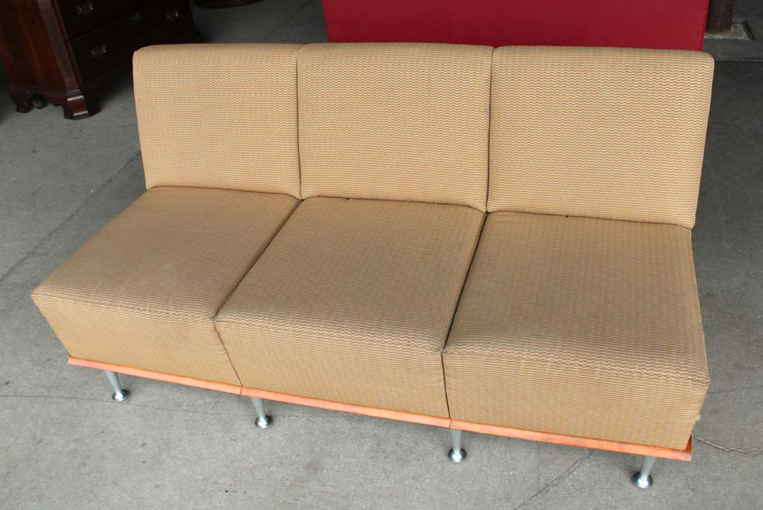 MCM Danish walnut back upholstered loveseat (1 of 5)