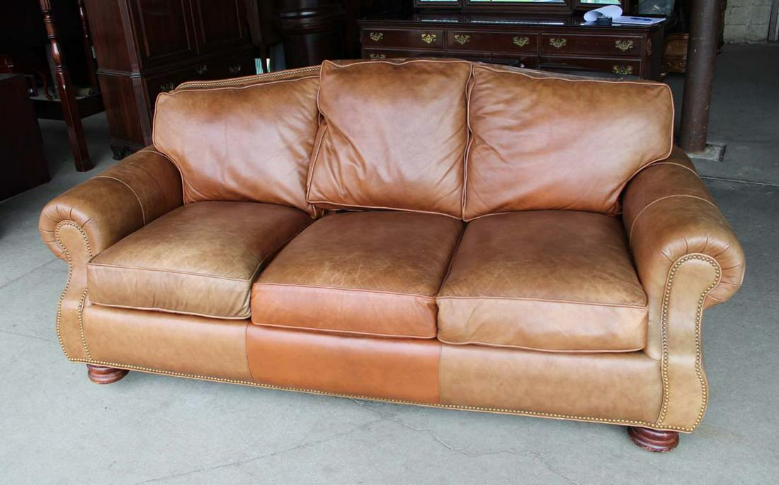 Hancock And Moore Saddle Brown Leather Sofa