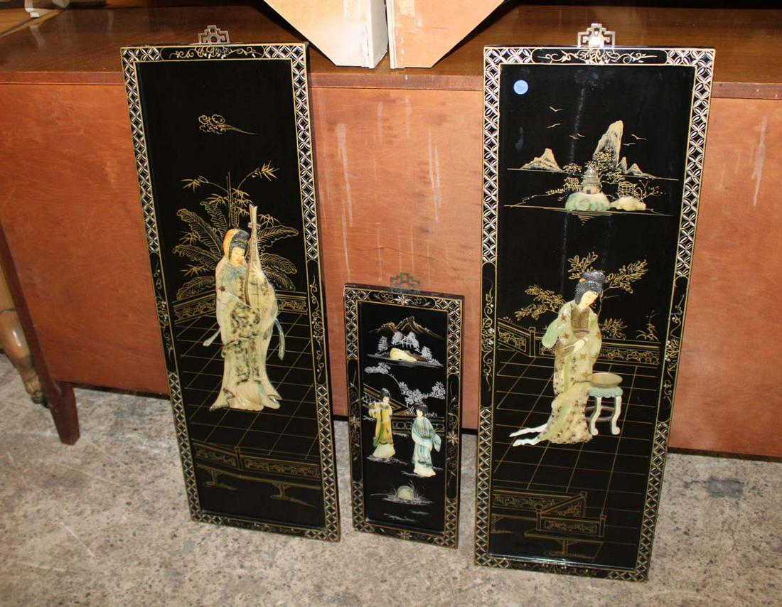 3pc Asian 3D decorated wall plaques (1 of 2)