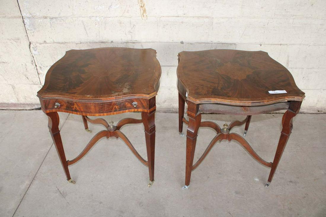 Pair vintage walnut lamp tables, no drawer in 1 (1 of 4)