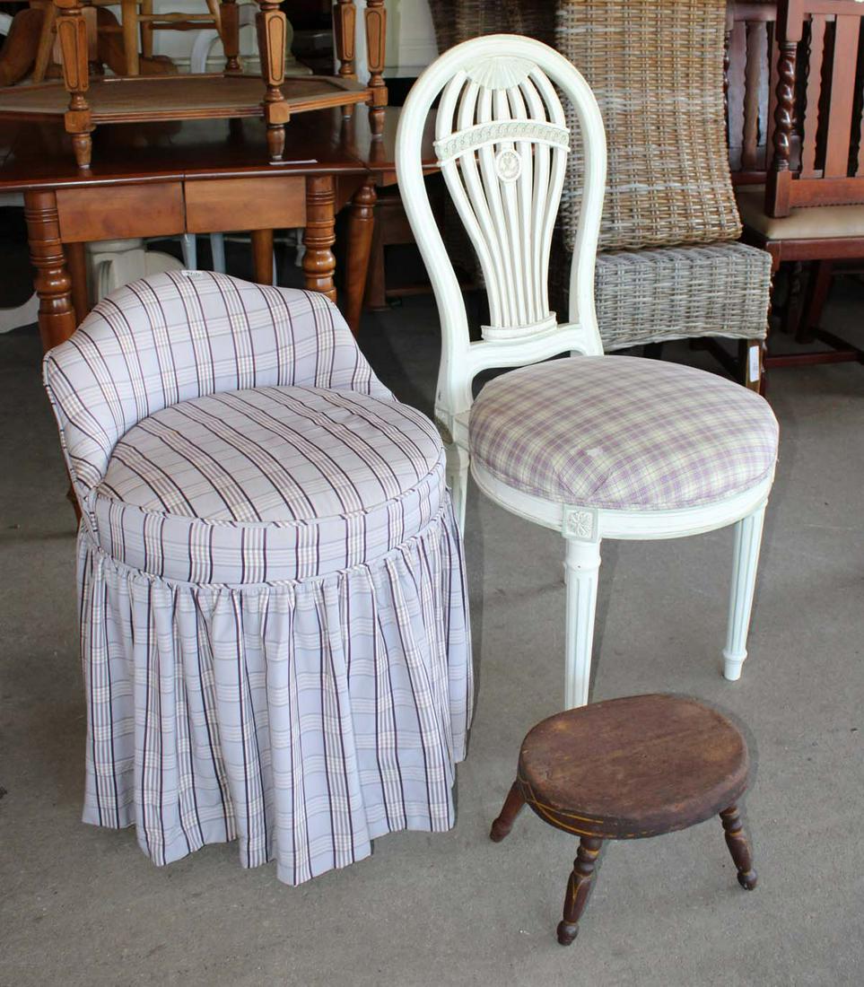 3pc lot of chair, bench and stool (1 of 2)