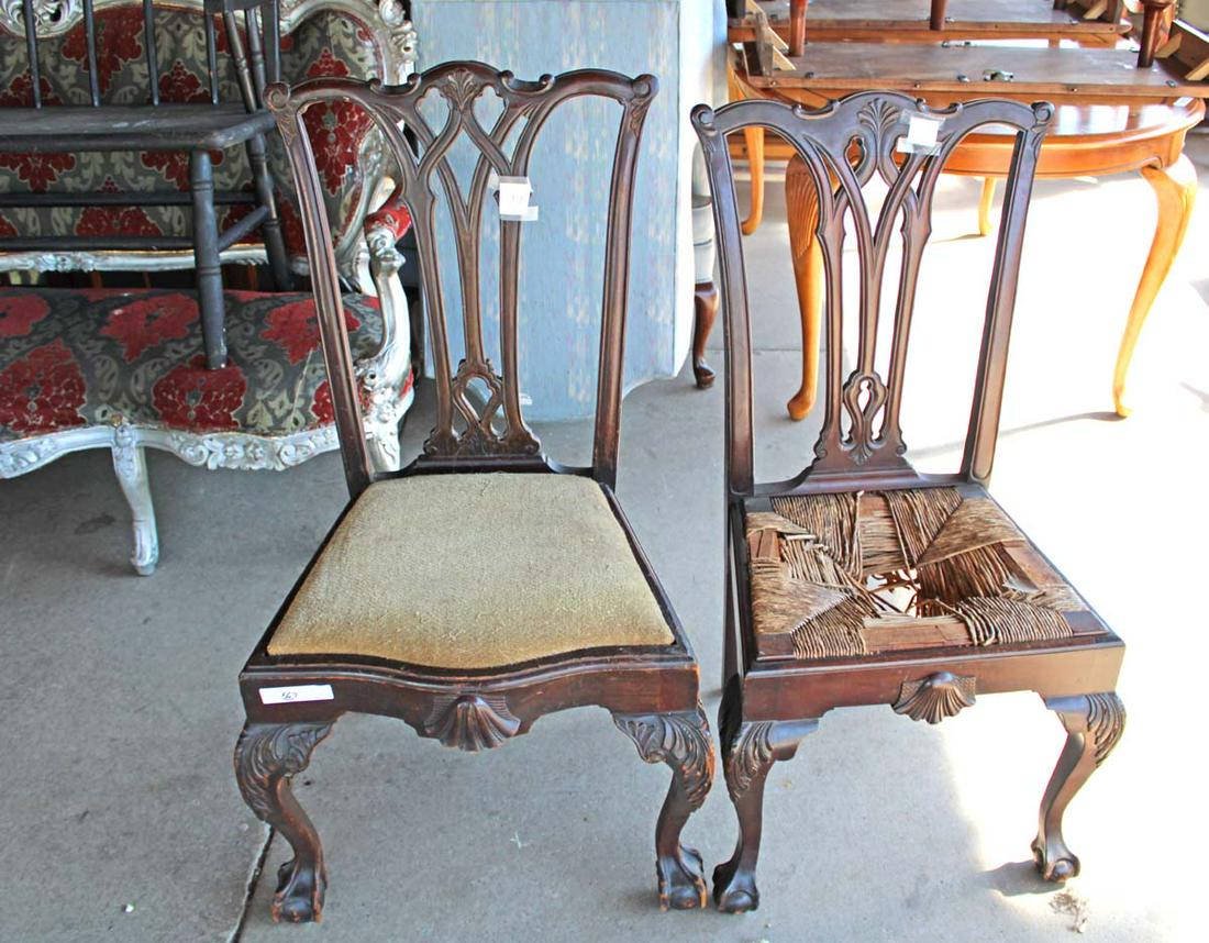 2pc antique mahogany Chippendale style chairs (1 of 4)