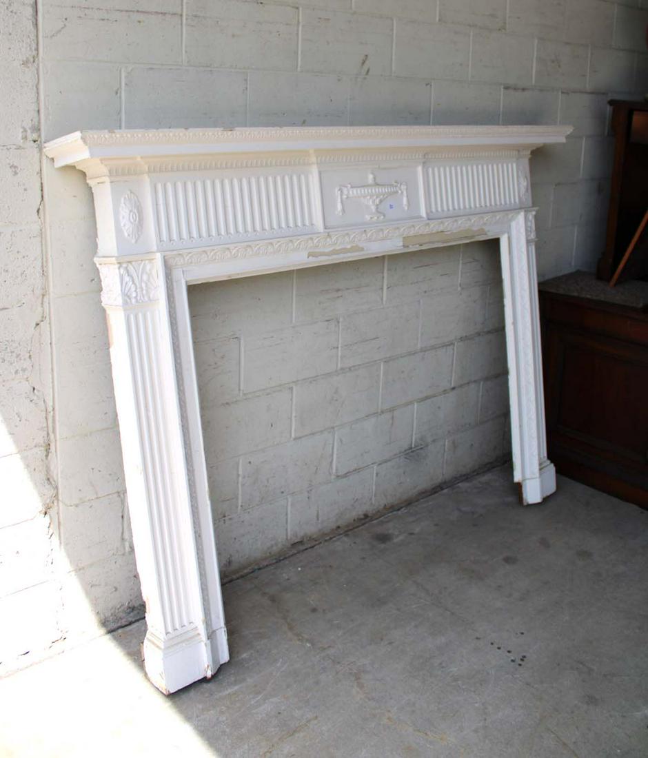 Antique painted white fireplace mantle approx. 79" w x 10" d x 58" h [opening 53"w x 43"h (1 of 5)