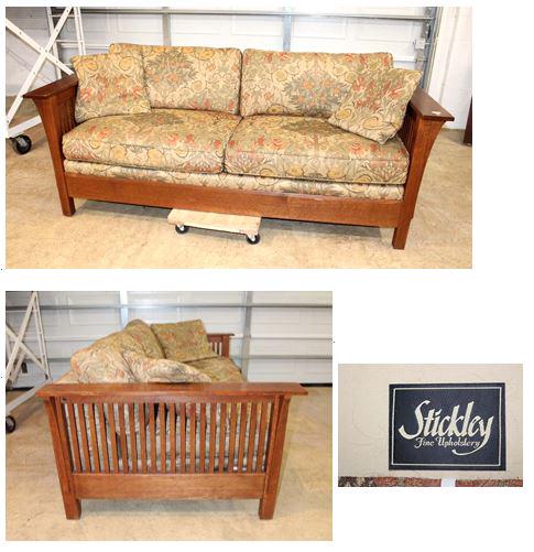 Stickley mission oak even arm sofa (1 of 7)
