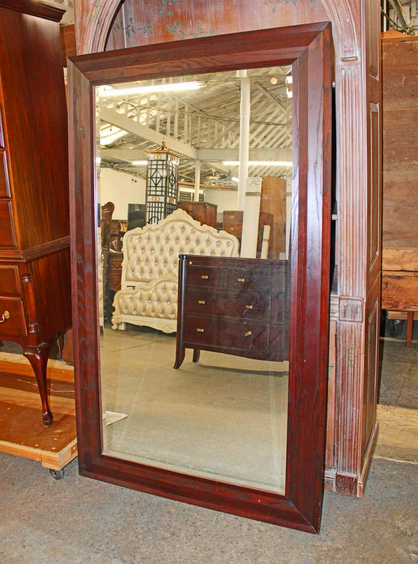Contemporary walnut frame bevel glass mirror (1 of 2)