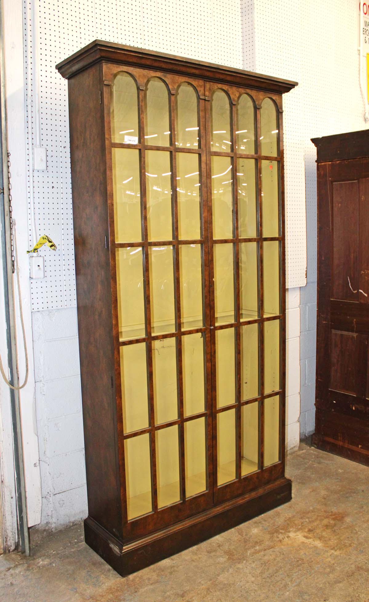 Vintage burl walnut 2 door display cabinet (1 of 4)