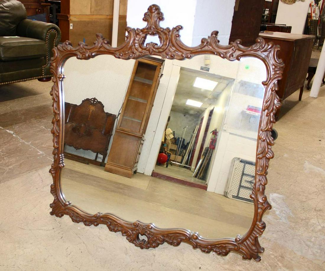 Solid mahogany carved decorator mirror (1 of 3)