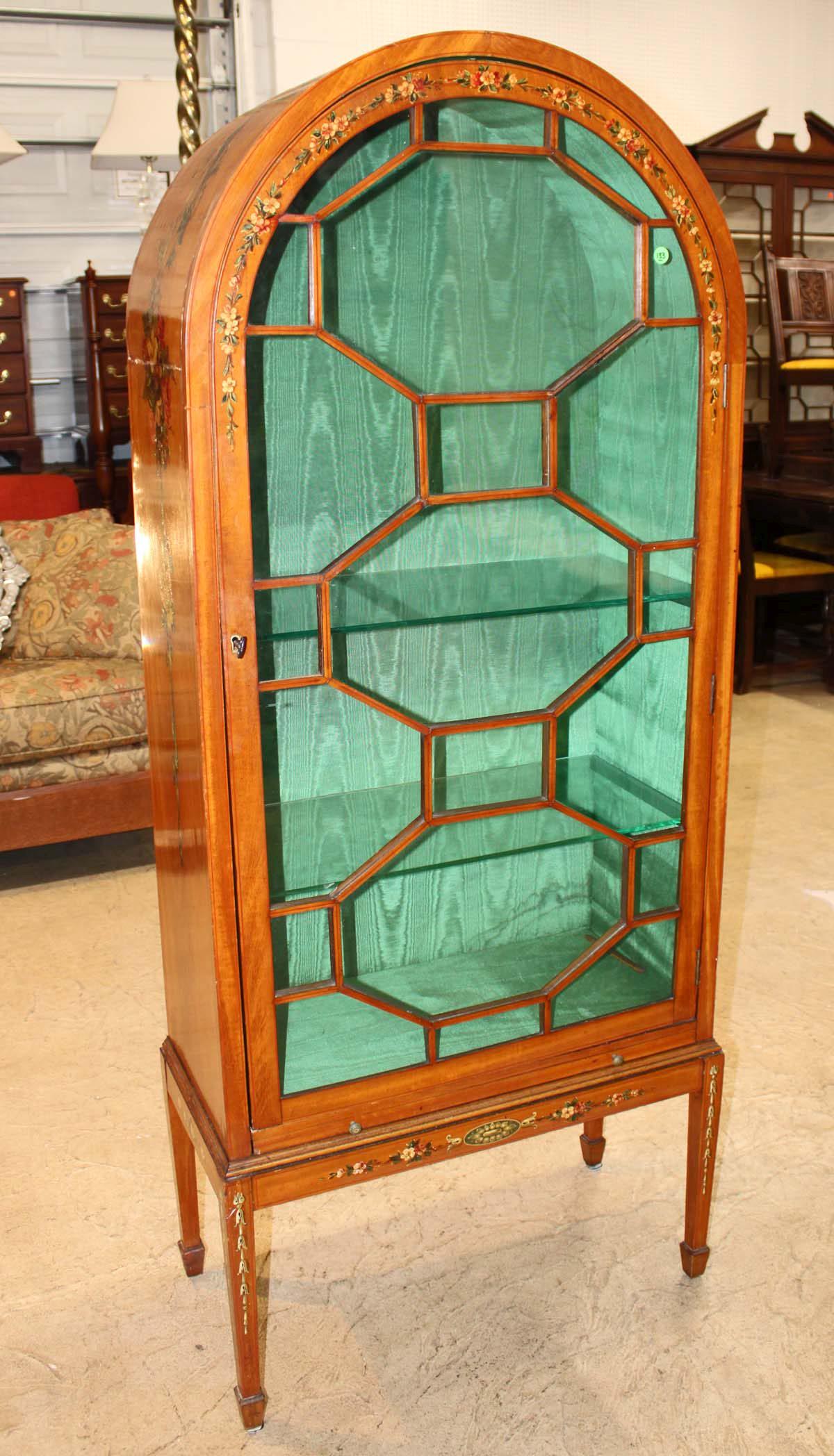 Antique Adams paint decorated satin wood display case (1 of 6)