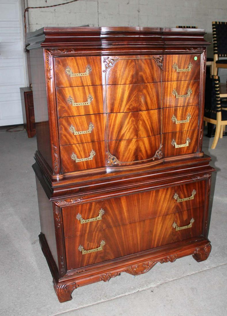 Vintage burl mahogany Asian inspired high chest (1 of 4)