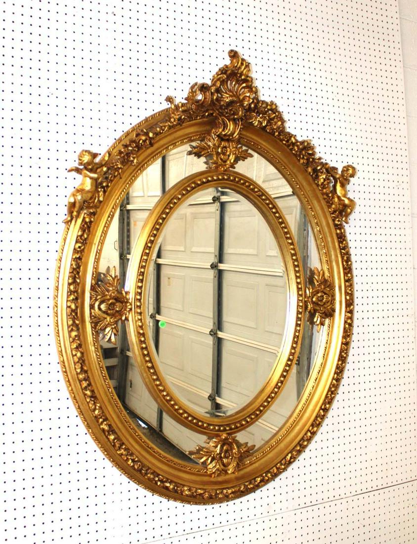 Ornate highly carved French style bevel glass mirror (1 of 5)