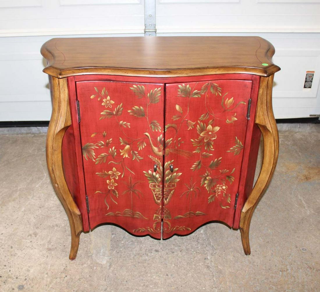 Paint decorated natural finish top 2 door credenza (1 of 5)
