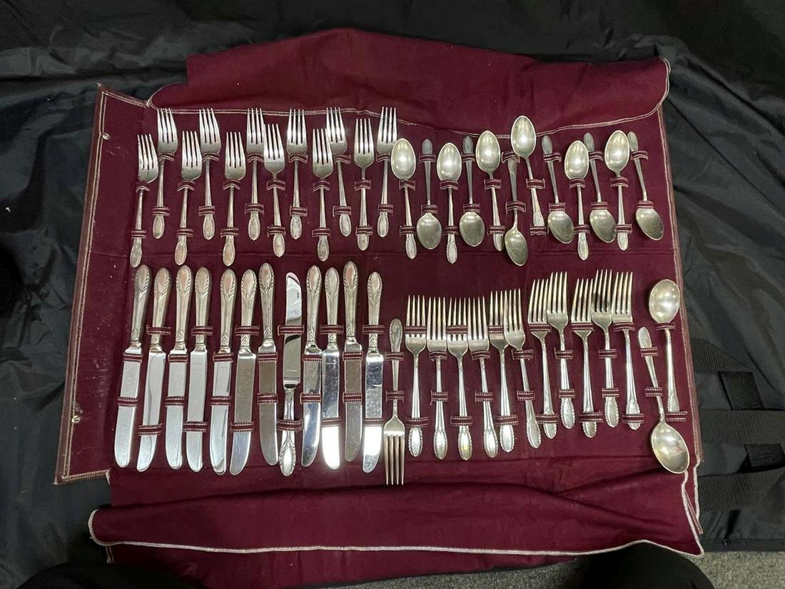 50pc Trousseau Sterling silver flatware in original felt (1 of 4)