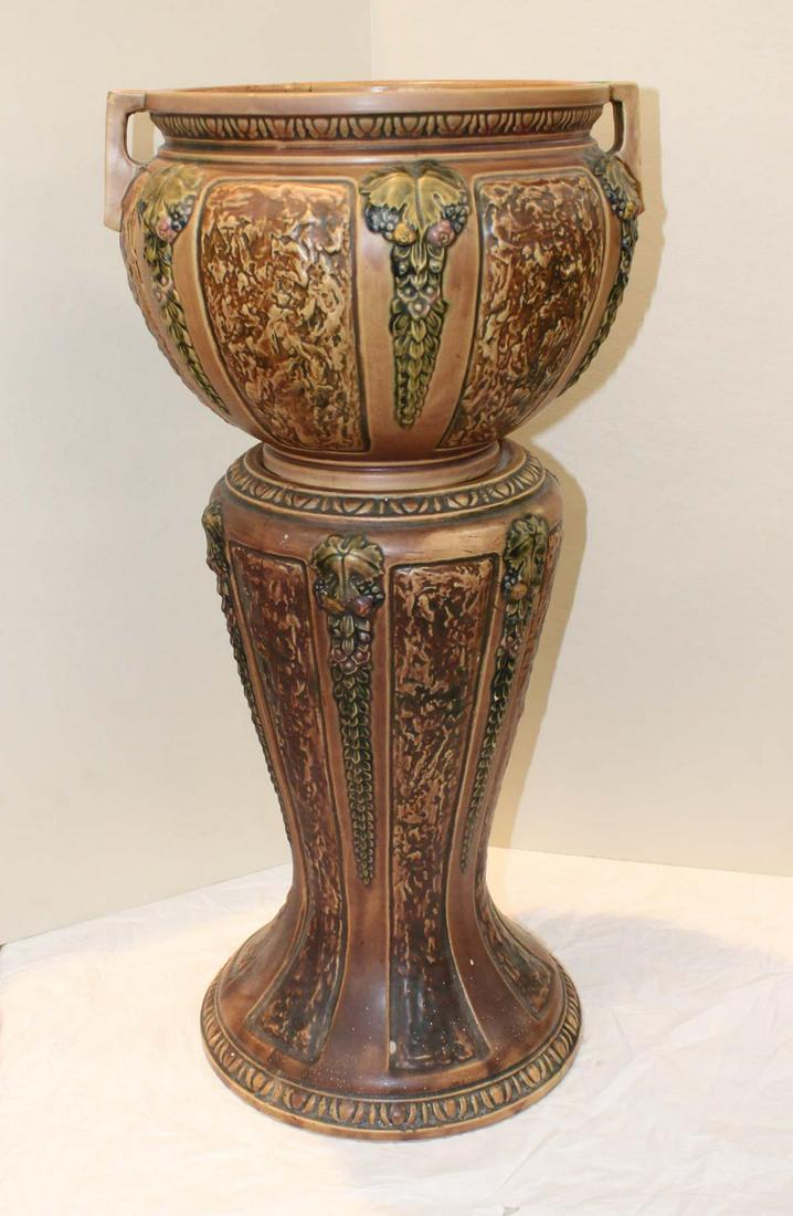 Semi antique 2pc Roseville Jardiniere and pedestal (1 of 4)