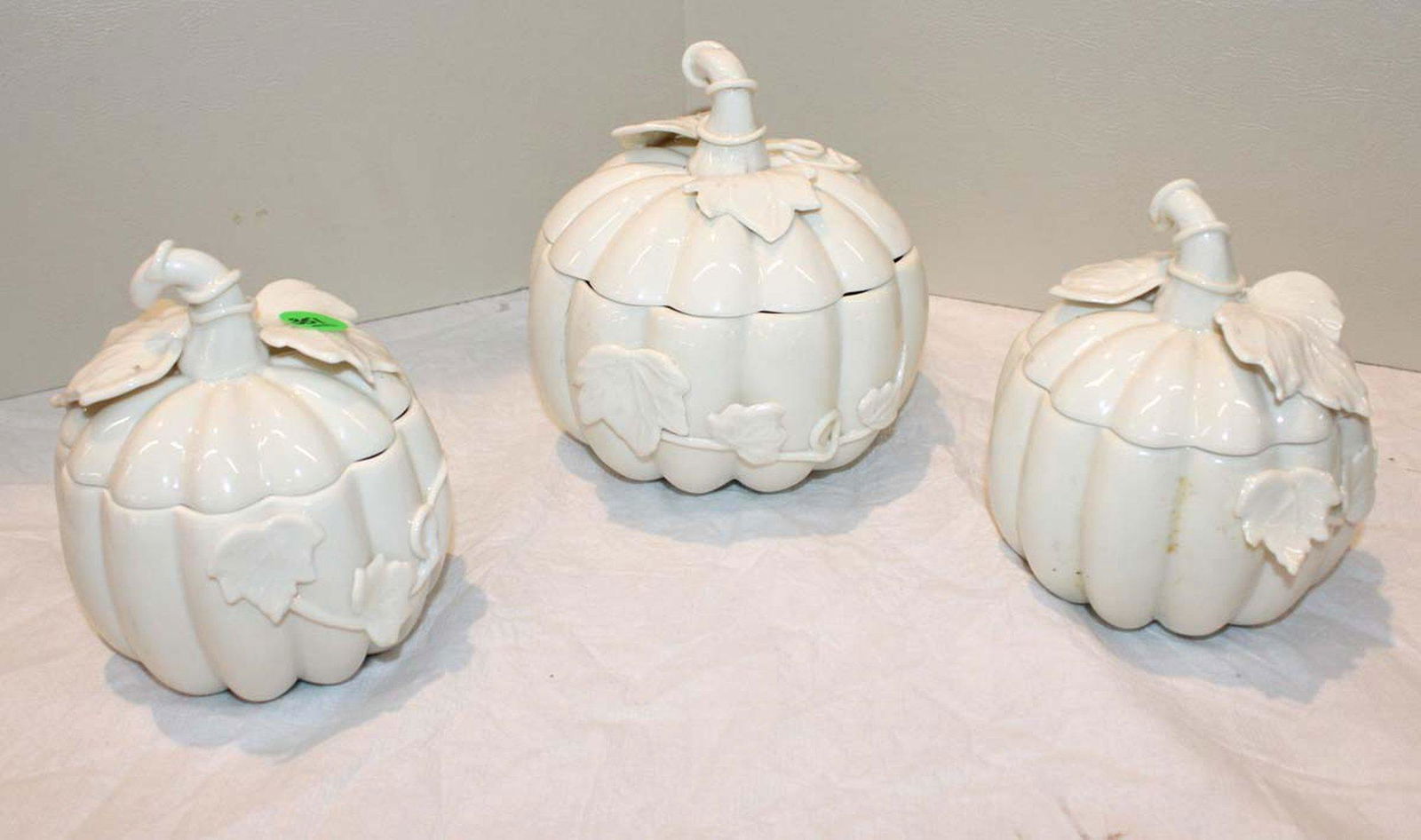 Set of 3 marked ND porcelain covered jars: Set of 3 marked ND Porcelain covered jars