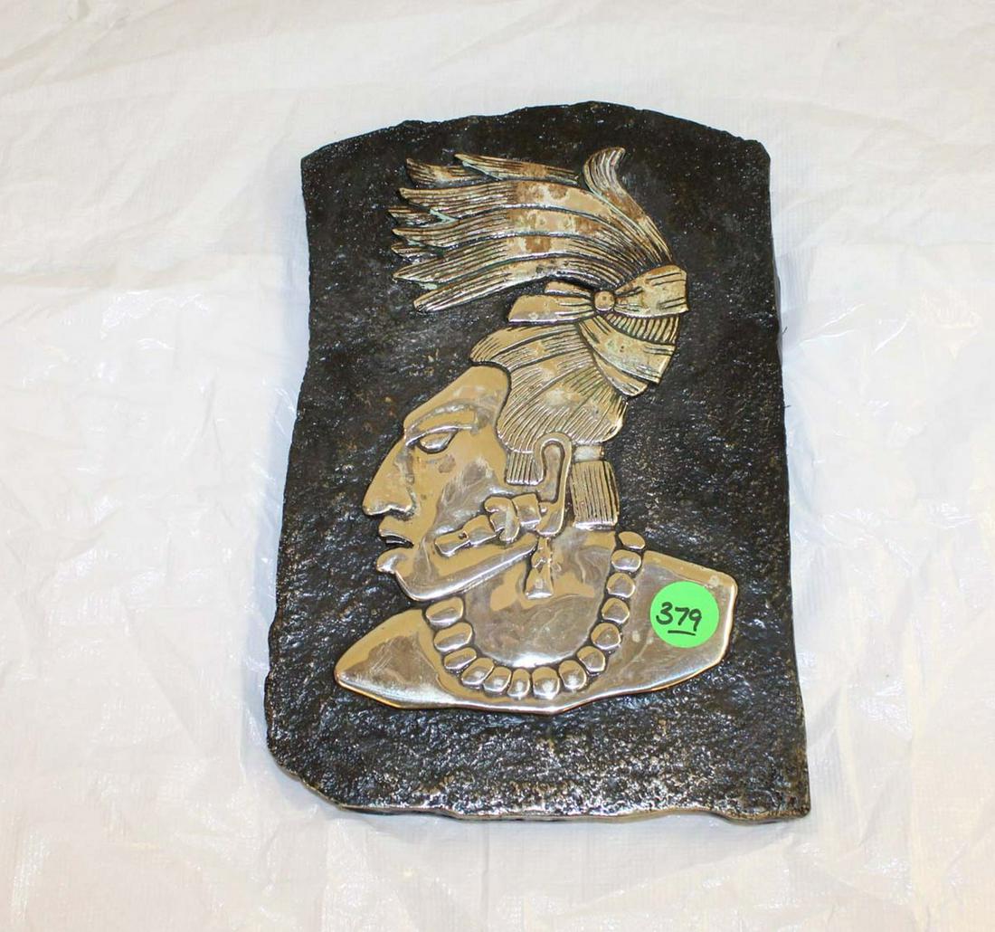 Aztec headed (Maybe Silver) plaque (1 of 3)