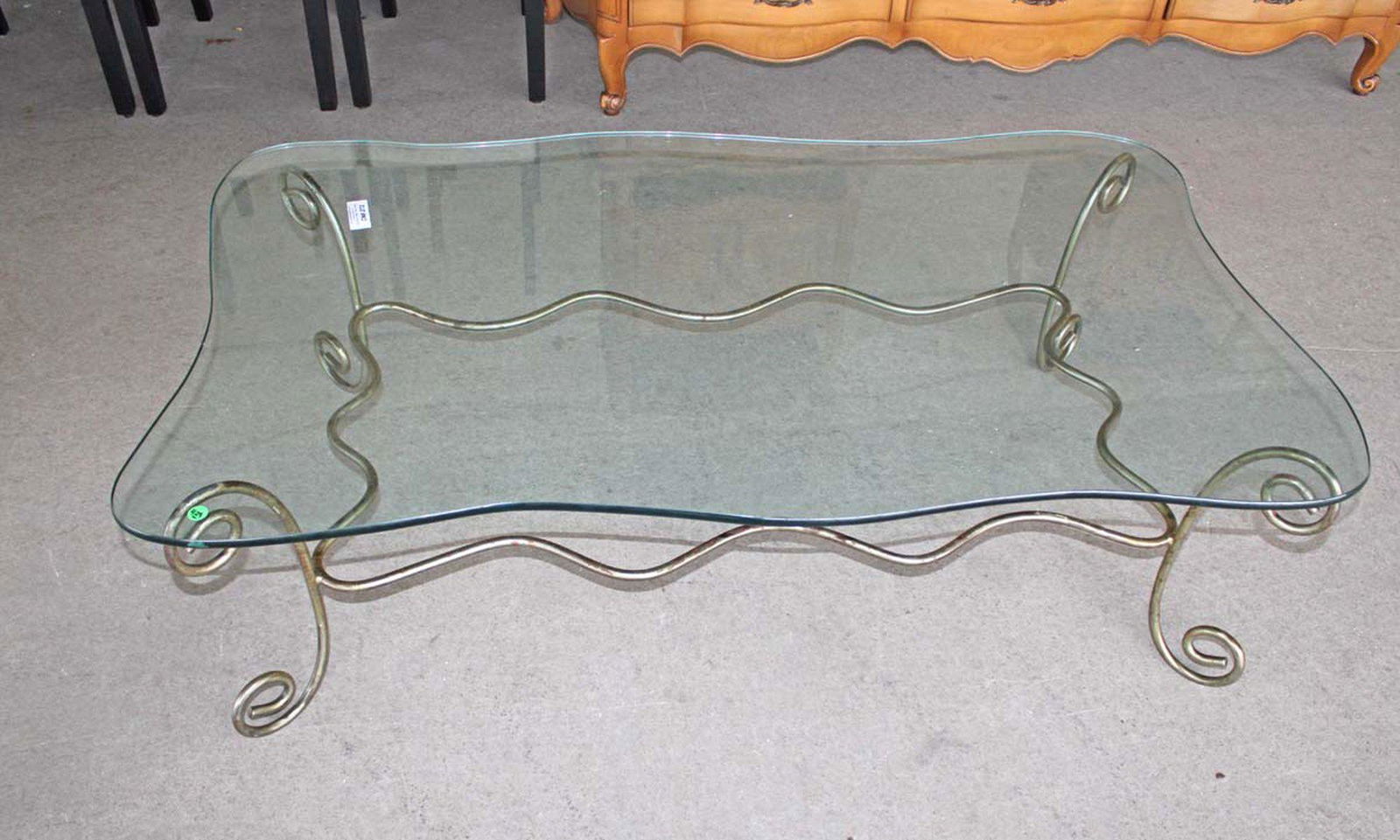 Ultra modern metal base glass top coffee table (1 of 3)