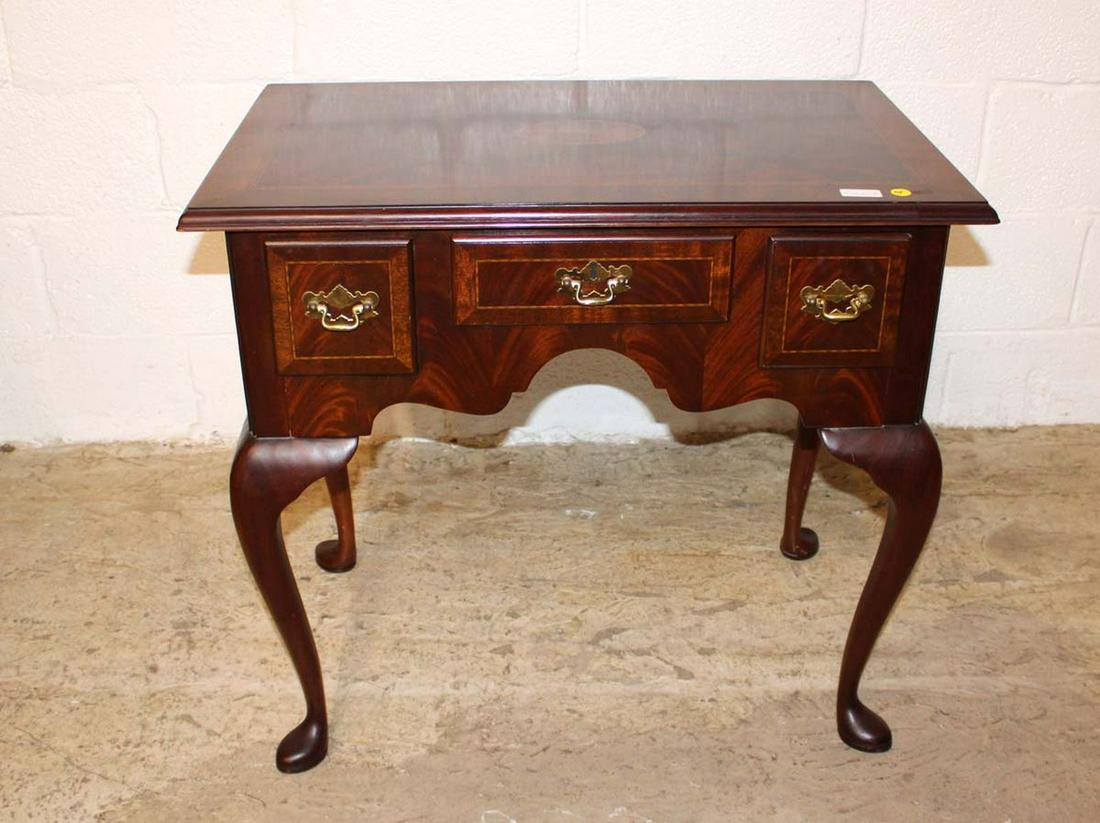 Vintage Councill burl mahogany with inlay 3 drawer queen anne low boy with sunburst pattern top (1 of 5)