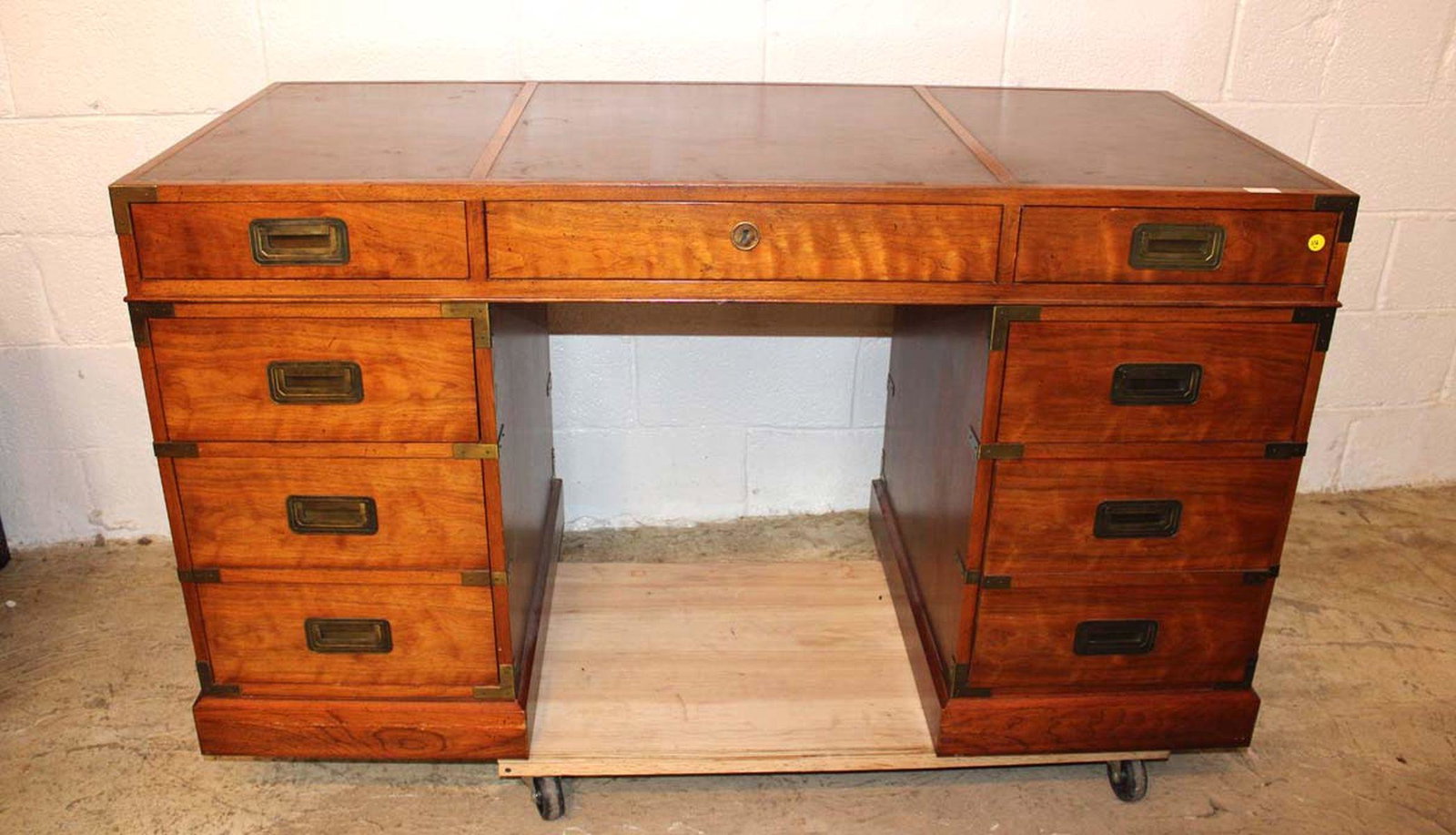 Milling Road by Baker Furniture 7 drawer leather top desk with brass accents (1 of 5)