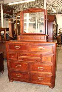 Stanley Young America 10 drawer chest w/shaving mirror: Stanley Young America Collection 10 drawer mahogany chest with shaving mirror approx. 50" w x 18" d x 45" h Mirror: 32" w x 10" d x 34" h