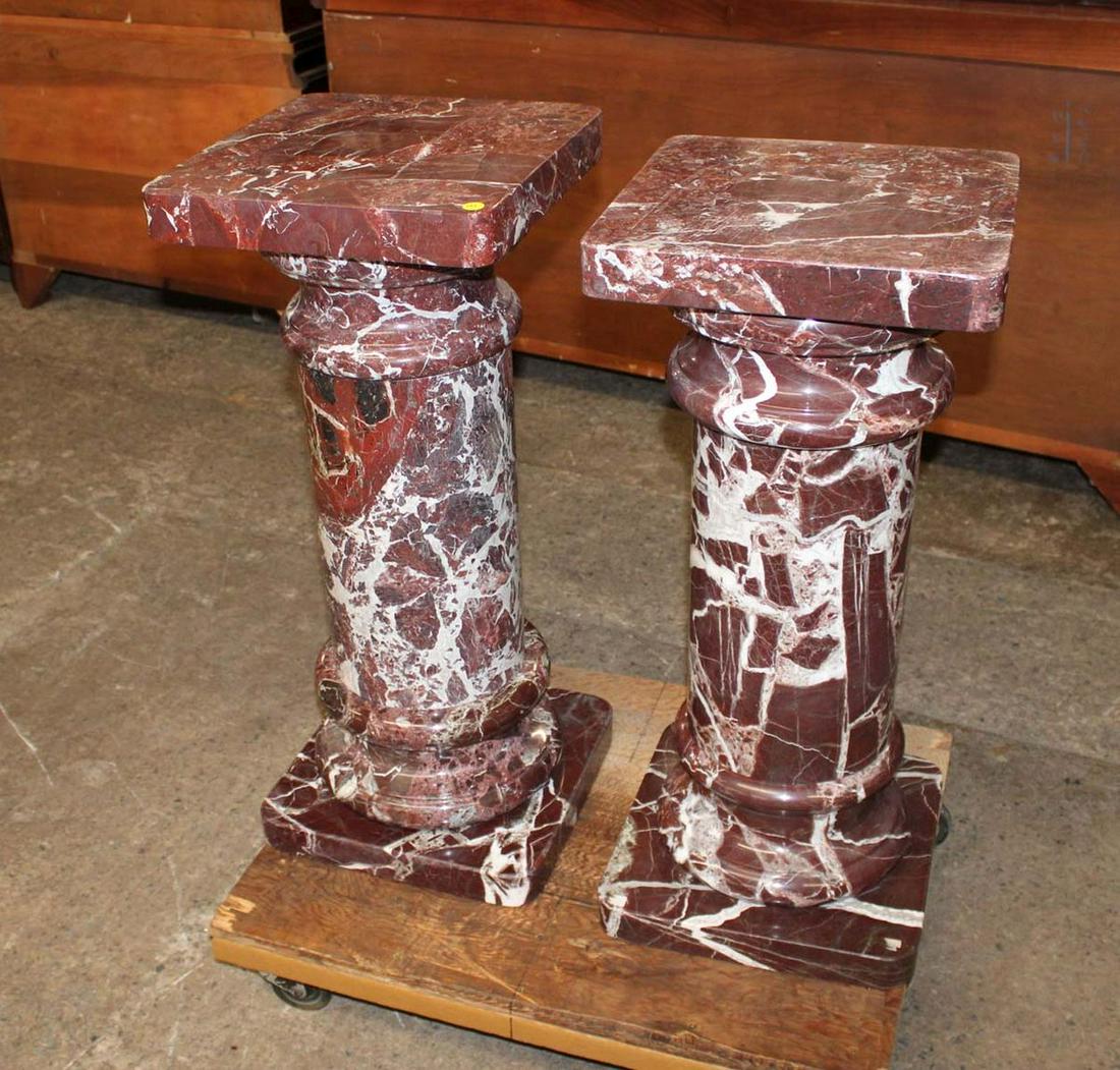 Pair of 5 section solid marble column pedestals (1 of 4)
