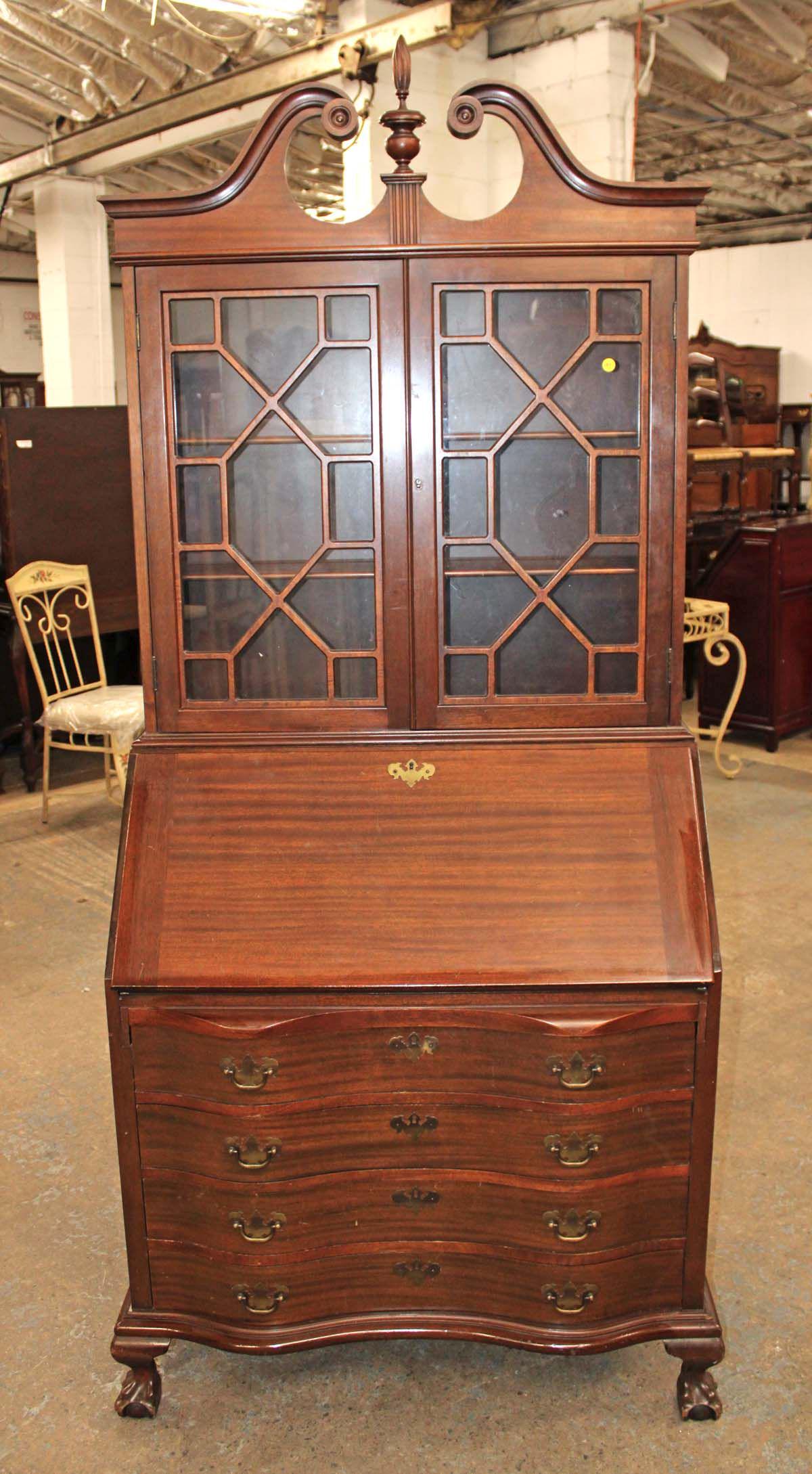 Vintage mahogany ball and claw serpentine secretary (1 of 6)