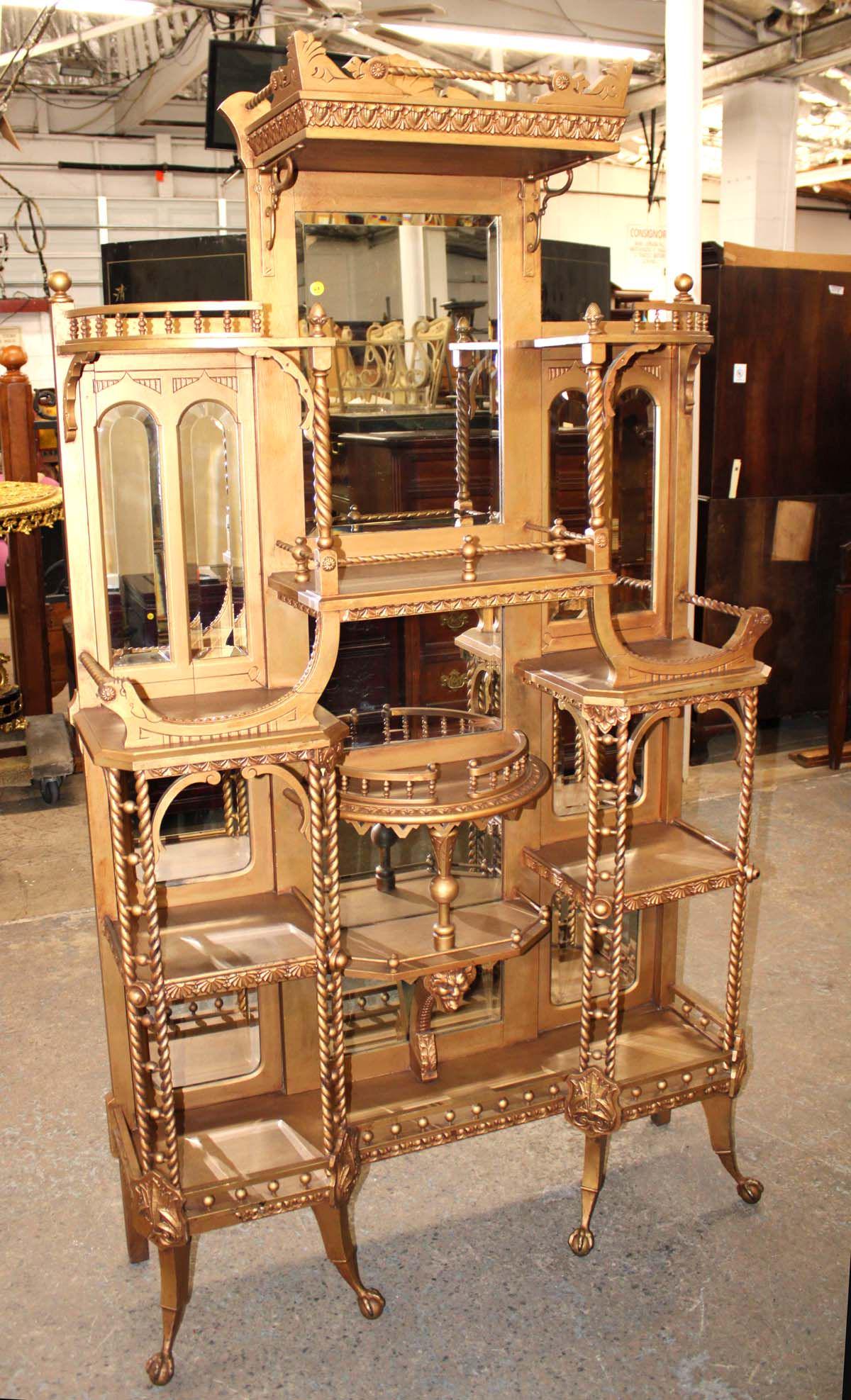 Impressive antique stick and ball multi shelf etegere (1 of 5)