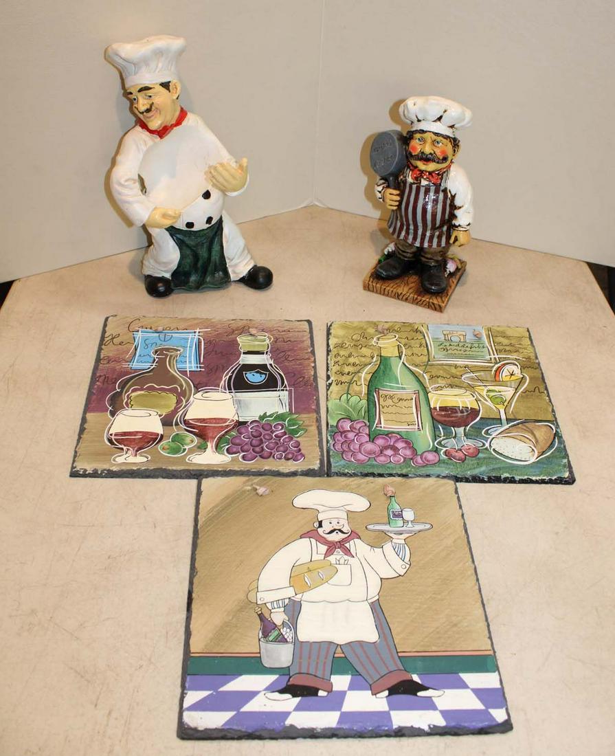 Baker wine holder with 3 slate decorator tiles: Baker wine holder with 3 slate decorator tiles