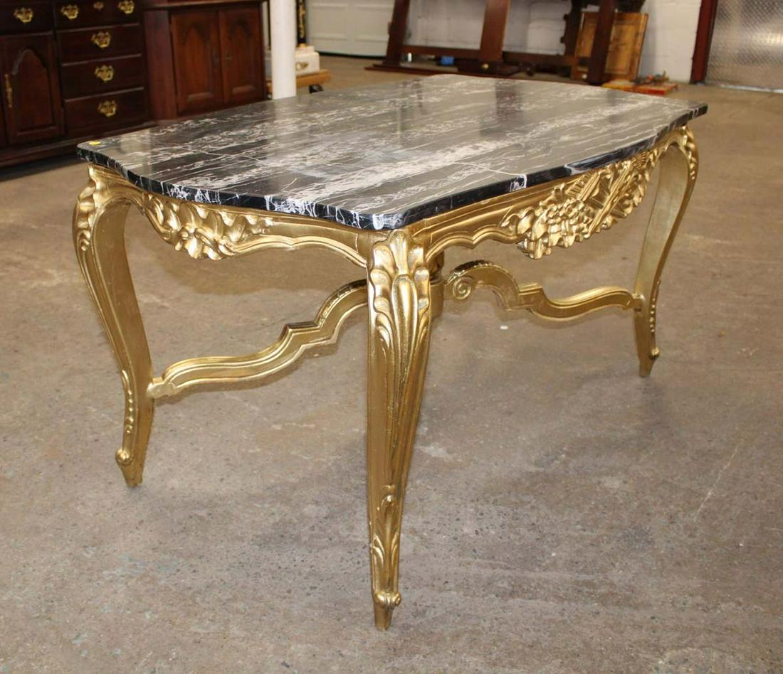 French marble top gold leaf center table (1 of 4)