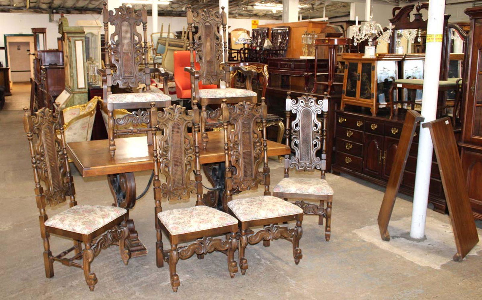 7pc Lane mid century Mediterranean style dining room set (1 of 8)